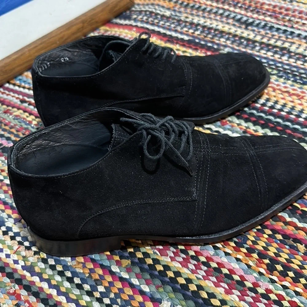 Stracam Italy Black  Suede Panels Dress Oxford Shoes size 8.5 - Picture 10 of 16